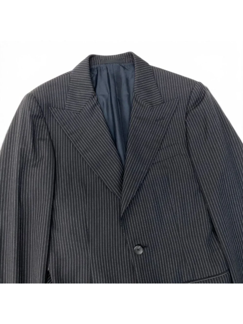 Gucci Tom Ford Era Peak Lapel Suit Set Tailored Jacket Trousers Stripe Gray